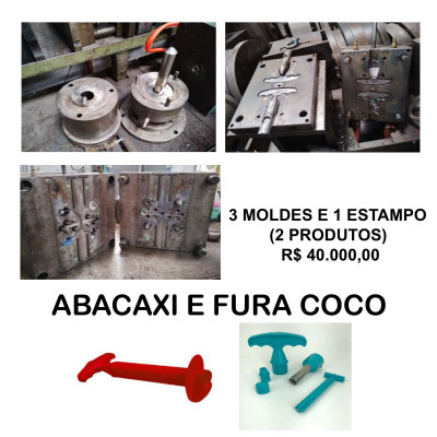 Conjunto de Moldes Furador Abacaxi e Fura Coco